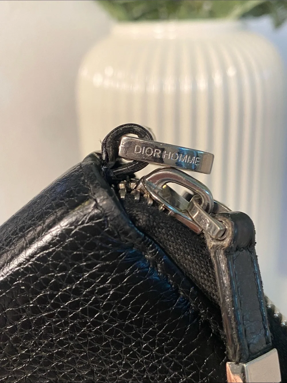 DIOR HOMME Grained Leather Double Zip Travel Organizer